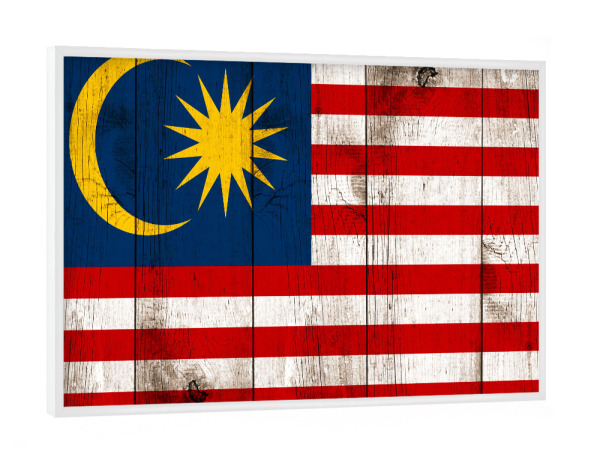 Poster mit weißem Rahmen "Malaysia Vintage Flag" artboxONE - Reise,Reise / Asien,Reise / Länder