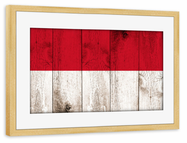 Poster mit Rahmen kiefer "Monaco Vintage Flag" artboxONE - Reise,Reise / Länder