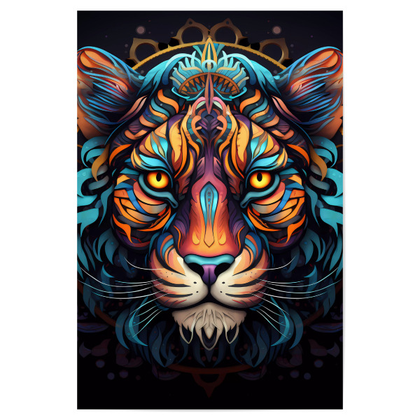 Poster 30x20 cm "Mandala - Tiger" artboxONE - Tiere,Abstrakt - Mandala,Natur,Zen,Yoga,Indie,Meditation,Boho,Buddha,Spirituell,Namaste,Tier,Tiger
