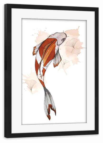 Poster mit Rahmen schwarz "Ginkoi" artboxONE - Natur,Tiere,Unterwasser