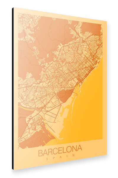 Alu-Dibond "Barcelona Stadt als Karte" 30x20 cm artboxONE