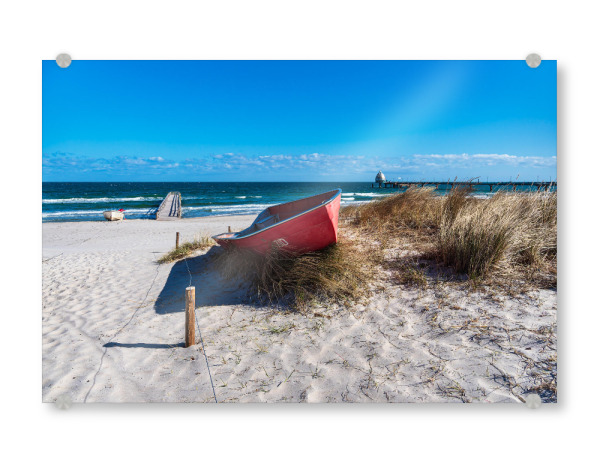 Acrylglasbild "Strand mit Fischerboote" artboxONE - Natur,Reise,Reise / Strand und Meer