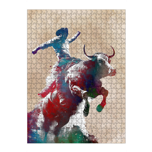 Puzzle Ravensburger "Rodeo-Sportkunst A" artboxONE - Tiere,Sport - Rodeo,Country-rodeo,Sport,Stier,Western,Illustration,Grafik - Bild rodeo