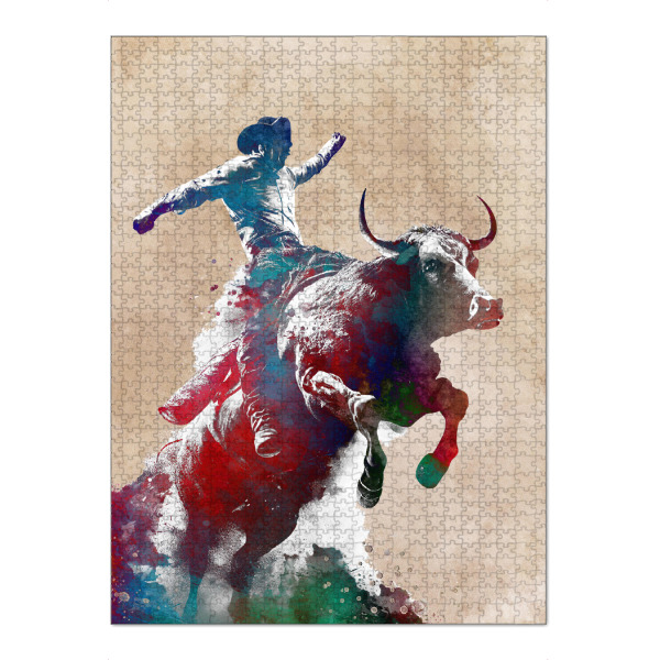 Puzzle Ravensburger "Rodeo-Sportkunst A" artboxONE - Tiere,Sport - Rodeo,Country-rodeo,Sport,Stier,Western,Illustration,Grafik - Bild rodeo
