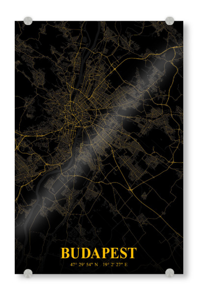 Acrylglasbild "Stadt Budapest" artboxONE - Städte / Budapest,Kartografie