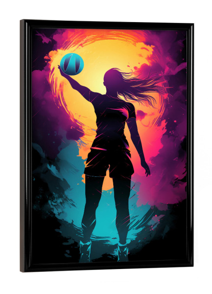 Poster mit schwarzem Rahmen "Volleyball Colorful 3 (matart)" artboxONE - Sport - Volleyball,Ball,Volleyballspieler,Spieler,Team,Sport,Volleyball