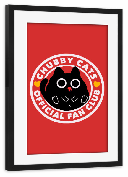 Poster mit Rahmen schwarz "Chubby Cats Official Fan Club" artboxONE - Tiere,Lustig