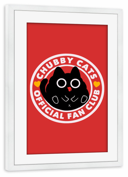 Poster mit Rahmen weiß "Chubby Cats Official Fan Club" artboxONE - Tiere,Lustig