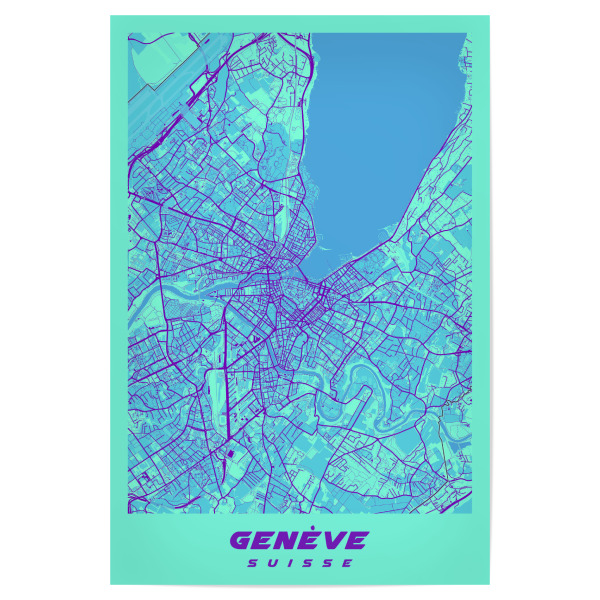 Poster 30x20 cm "City Map Genf" artboxONE - Städte,Kartografie