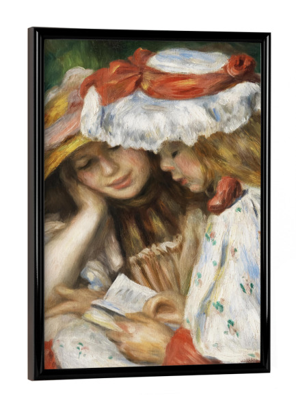 Poster mit schwarzem Rahmen "Zwei Mädchen lesen" artboxONE - Für Kinder,Menschen,Liebe,Für Mama,Für Papa