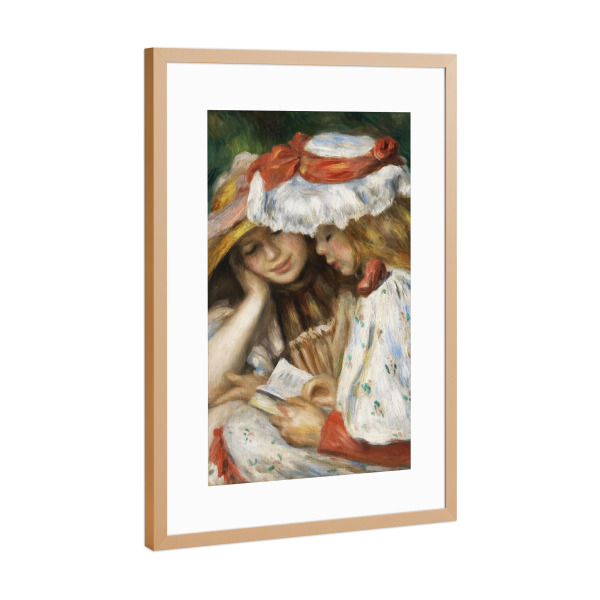Poster mit Rahmen Kupfer "Zwei Mädchen lesen" artboxONE - Für Kinder,Menschen,Liebe,Für Mama,Für Papa