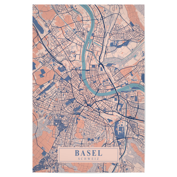 Poster "Stadt Basel Citymap" artboxONE - Städte,Kartografie