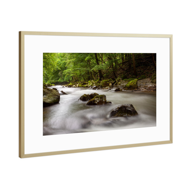 Poster mit Rahmen Gold "Schwarzatal in Thüringen" artboxONE - Natur