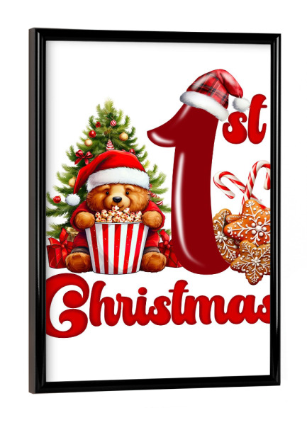 Poster mit schwarzem Rahmen "Erstes Weihnachten" artboxONE - Für Kinder,Weihnachten,Festivals