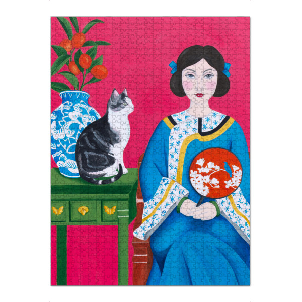 Puzzle Ravensburger "Chinesin und Katze" artboxONE - Tiere,Menschen