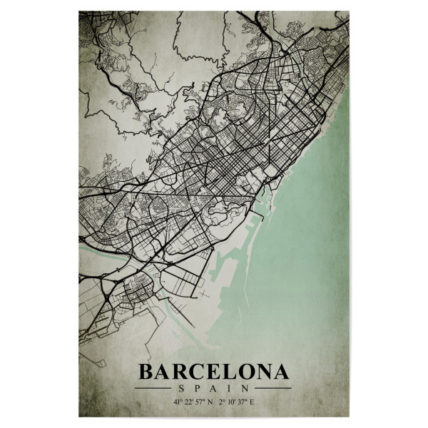 Poster 30x20 cm "Barcelona - Vintage City Map" artboxONE - Städte / Barcelona,Kartografie