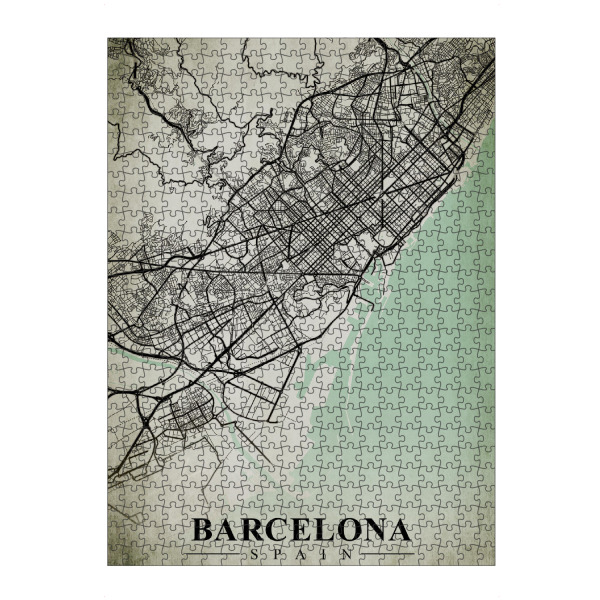 Puzzle Ravensburger "Barcelona - Vintage City Map" artboxONE - Städte / Barcelona,Kartografie