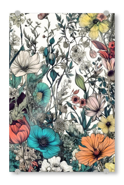 Acrylglasbild "Wiese voller Blumen I" artboxONE - Natur,Floral - Wiese,Natur,Blumen,Blumen,Botanische,Blätter,Blatt,Blumen,Kräuter