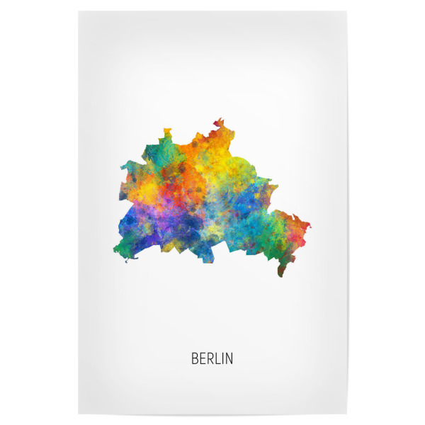 Poster 30x20 cm "Berliner Aquarellkarte" artboxONE - Kartografie - Berlin,Karte,Aquarell,Malerei,Deutschland,Stadtstaat