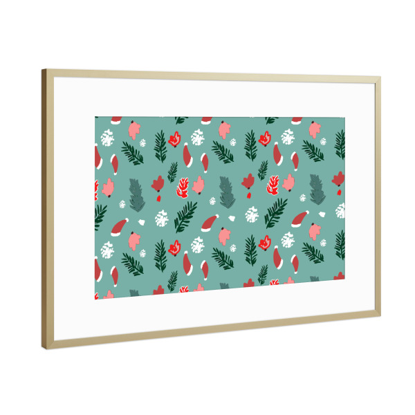 Poster mit Rahmen Gold "Christmas vibes" artboxONE - Weihnachten - Christmas,Weihnachten,Festlich,Tannenzweig,Weihnachtsstern,Modern