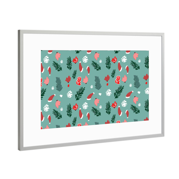 Poster mit Rahmen Silber "Christmas vibes" artboxONE - Weihnachten - Christmas,Weihnachten,Festlich,Tannenzweig,Weihnachtsstern,Modern