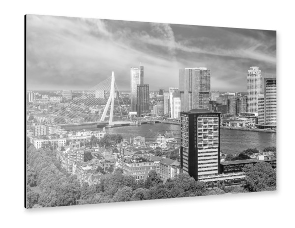 Alu-Dibond "Rotterdam Blick vom Euromast s/w" 30x20 cm artboxONE