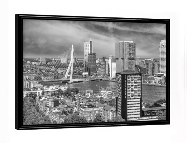 Poster mit schwarzem Rahmen "Rotterdam Blick vom Euromast s/w" artboxONE - Städte,Schwarzweiß,Architektur
