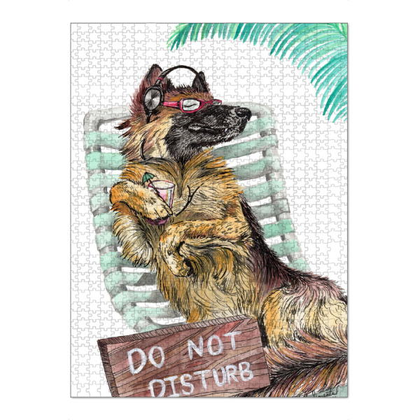 Puzzle Ravensburger "Elf Lounge" artboxONE - Tiere,Musik,Lustig - Tiere,Hunde,Haustiere,Deutscher schäferhund,Lounge,Entspannen,Getränke,Musik