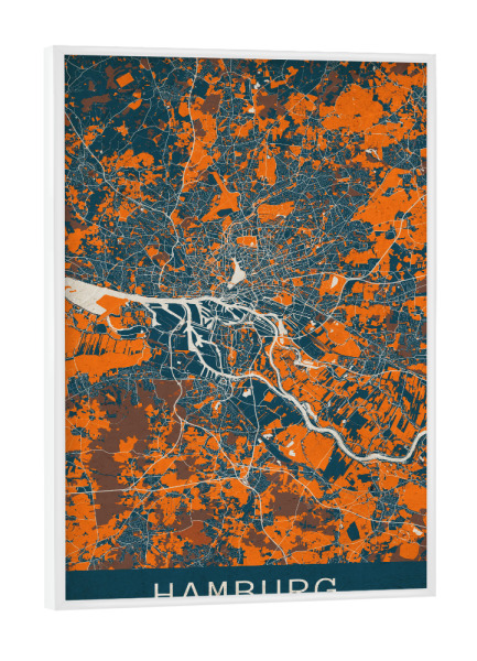 Poster mit weißem Rahmen "Hamburger Vintage Map" artboxONE - Städte / Hamburg,Kartografie