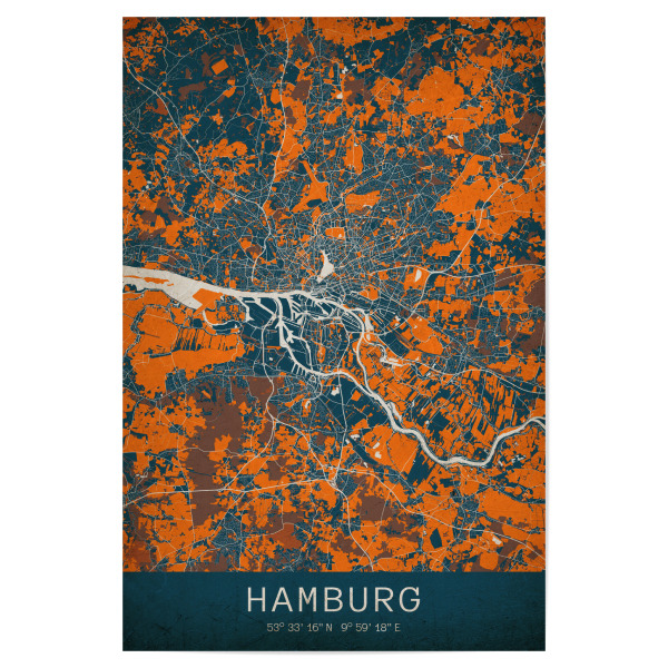 Poster "Hamburger Vintage Map" artboxONE - Städte / Hamburg,Kartografie