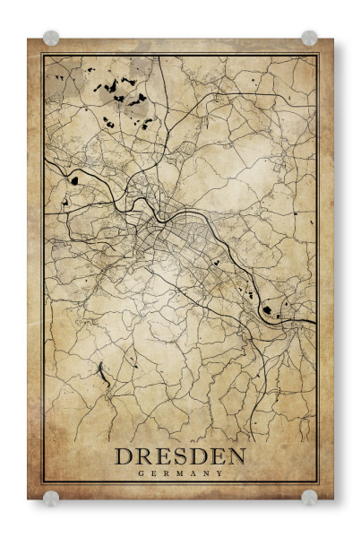 Acrylglasbild "Vintage Dresden" artboxONE - Städte / Dresden,Kartografie