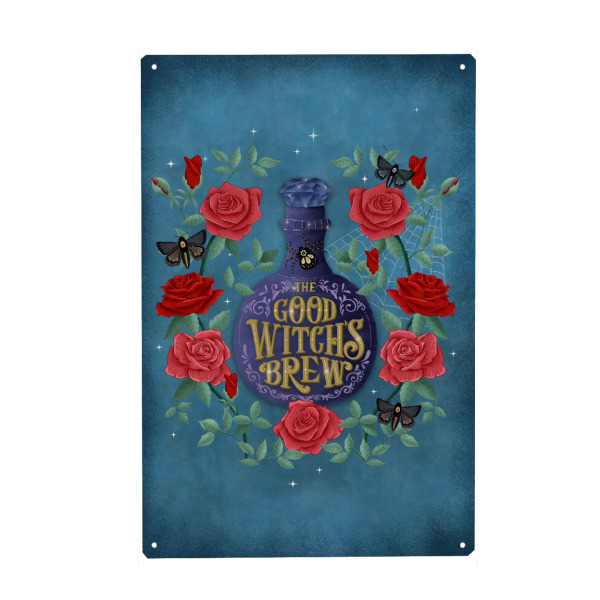 Holzbild "Zaubertrank für gute Hexen" artboxONE - Typografie,Floral,Halloween