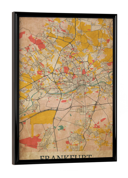 Poster mit schwarzem Rahmen "Vintage Frankfurt am Main" artboxONE - Städte / Frankfurt,Kartografie