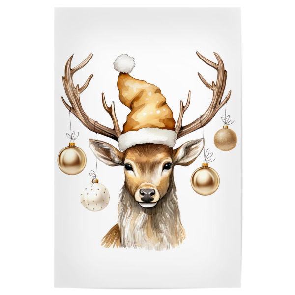 Poster "Goldene Weihnachtshirschkunst" artboxONE - Tiere,Weihnachten