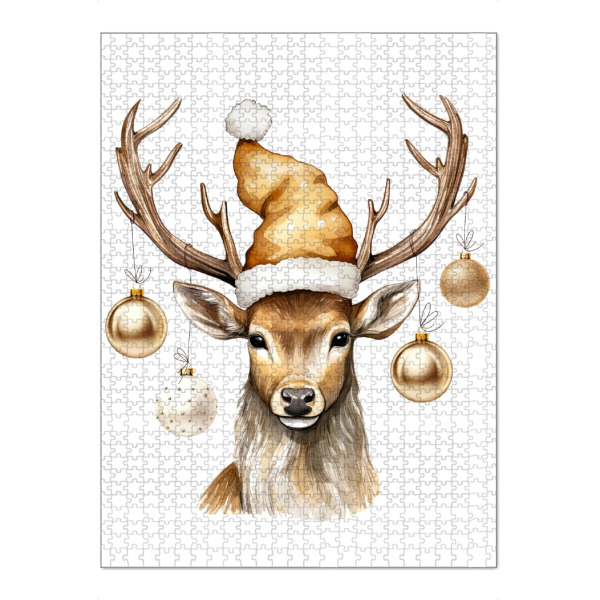 Puzzle Ravensburger "Goldene Weihnachtshirschkunst" artboxONE - Tiere,Weihnachten