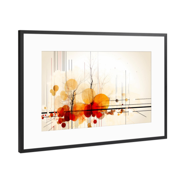 Poster mit Rahmen Schwarz (Metallic) "Geometrie Kunst HERBST Stadtpark" artboxONE - Natur,Abstrakt
