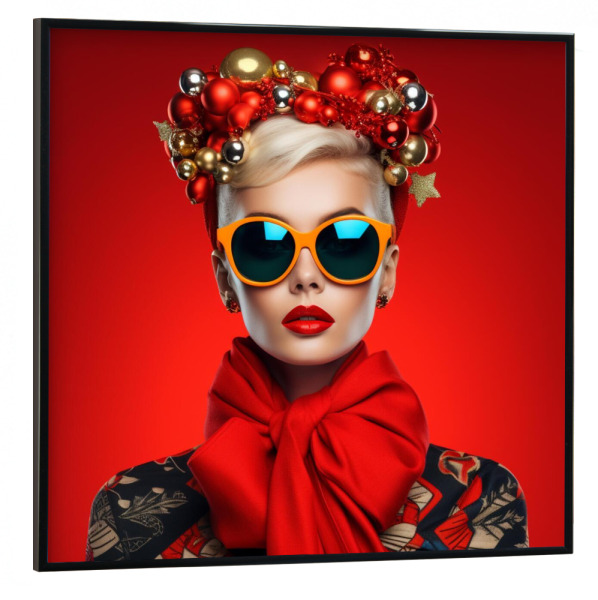 Poster mit schwarzem Rahmen 30x30 cm "WEIHNACHTSFRAU CHIC" artboxONE - Schwarzweiß,Fashion,Weihnachten,Für Mama