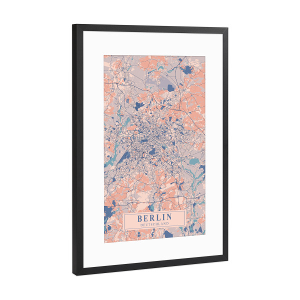 Poster mit Rahmen Schwarz (Metallic) "Berliner CityMap" artboxONE - Städte / Berlin,Kartografie