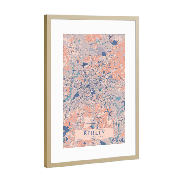 Poster mit Rahmen Gold "Berliner CityMap" artboxONE - Städte / Berlin,Kartografie