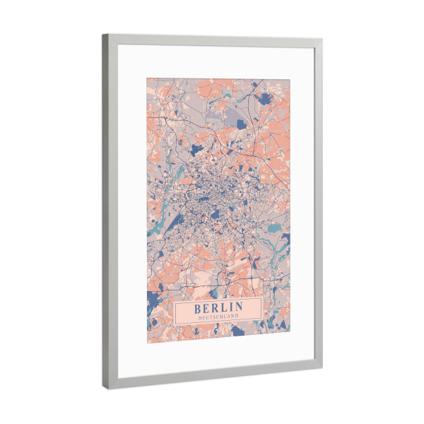 Poster mit Rahmen Silber "Berliner CityMap" artboxONE - Städte / Berlin,Kartografie