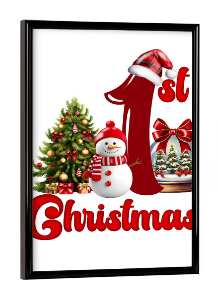 Poster mit schwarzem Rahmen "Mein erstes Weihnachtsbild" artboxONE - Für Kinder,Weihnachten,Lustig