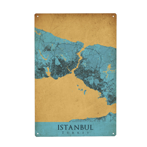 Metall Poster "Istanbul Vintage City" artboxONE - Städte / Istanbul,Kartografie