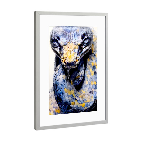 Poster mit Rahmen Silber "Schlangentierkunst A" artboxONE - Tiere - Schlange,Tier,Aquarell,Malerei,Illustration