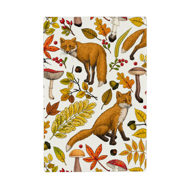 Holzbild "Herbstfüchse" artboxONE - Natur,Floral,Tiere - Fuchs,Tier,Botanische,Blumen,Wald,Laub,Pilz,Pilze,Fliegenpilz,Eichel,Herbst,Beeren,Käfer