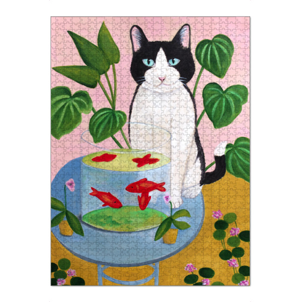 Puzzle Ravensburger "Katze und Goldfisch" artboxONE - Floral,Tiere