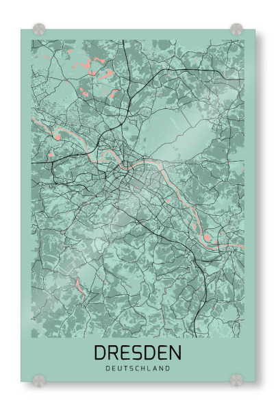 Acrylglasbild "Stadt Dresden" artboxONE - Städte / Dresden,Kartografie