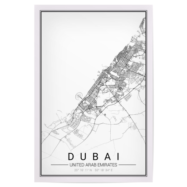 Poster "Dubai City" artboxONE - Schwarzweiß,Städte / Dubai,Kartografie
