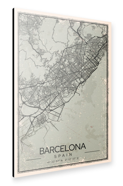 Alu-Dibond "Barcelona Vintage Stadt" 30x20 cm artboxONE