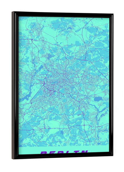 Poster mit schwarzem Rahmen "Berlin als Stadtplan" artboxONE - Städte / Berlin,Kartografie
