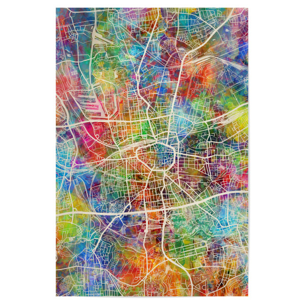 Poster "Dortmund Stadtplan Urban" artboxONE - Kartografie - Deutschland,Dortmund,Stadtkarte,Karte,Stadtplan,Aquarell,Malerei